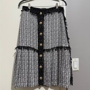 Elegant Black and White Tweed Skirt